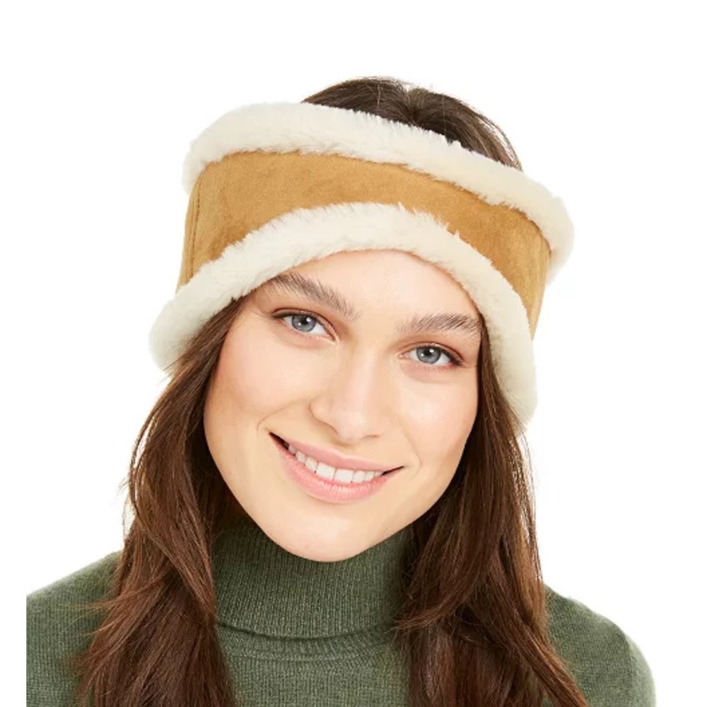 AUTHENTIC UGG CHESTNUT LEATHER  & SHEARLING HEADBAND NWT